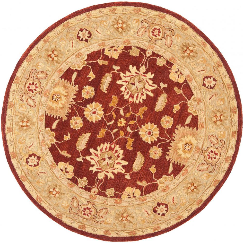 ANATOLIA, RED / SAGE, 6' X 6' Round, Area Rug. The main picture.