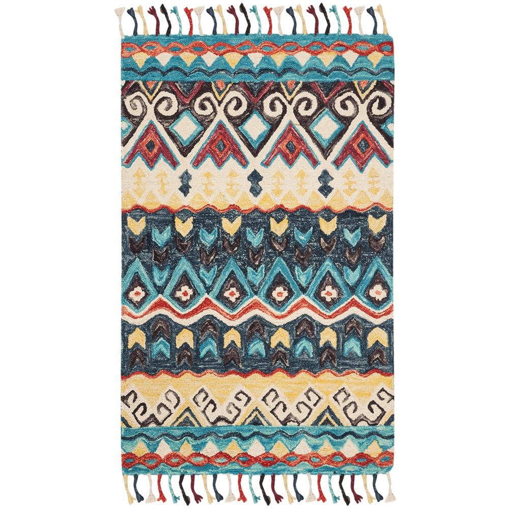 ASPEN, BLUE / RED, 4' X 6', Area Rug, APN137A-4. Picture 1