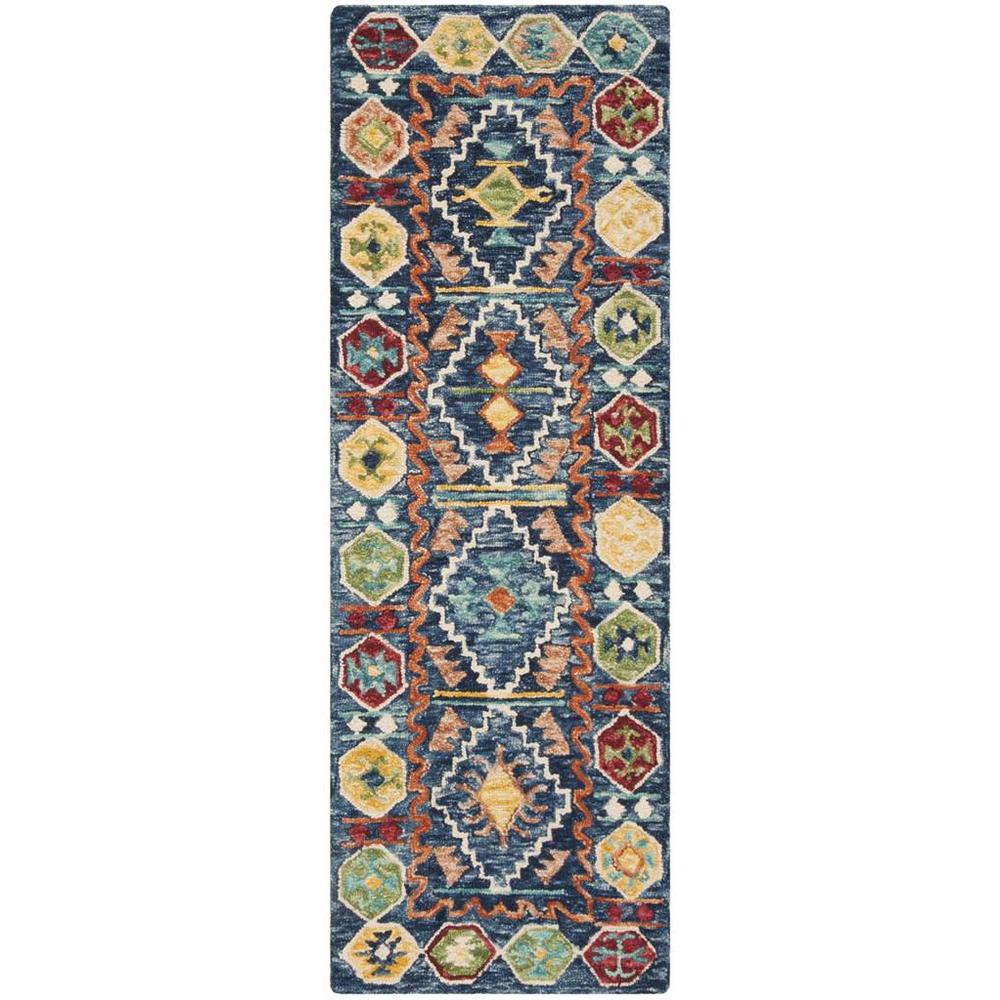 ASPEN, NAVY / GOLD, 2'-3" X 7', Area Rug. Picture 1