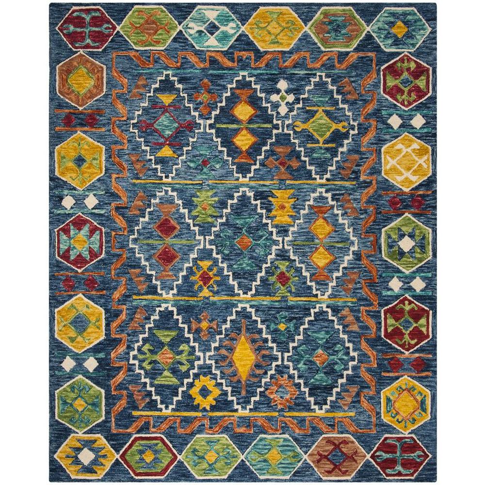 ASPEN, NAVY / GOLD, 9' X 12', Area Rug. Picture 1