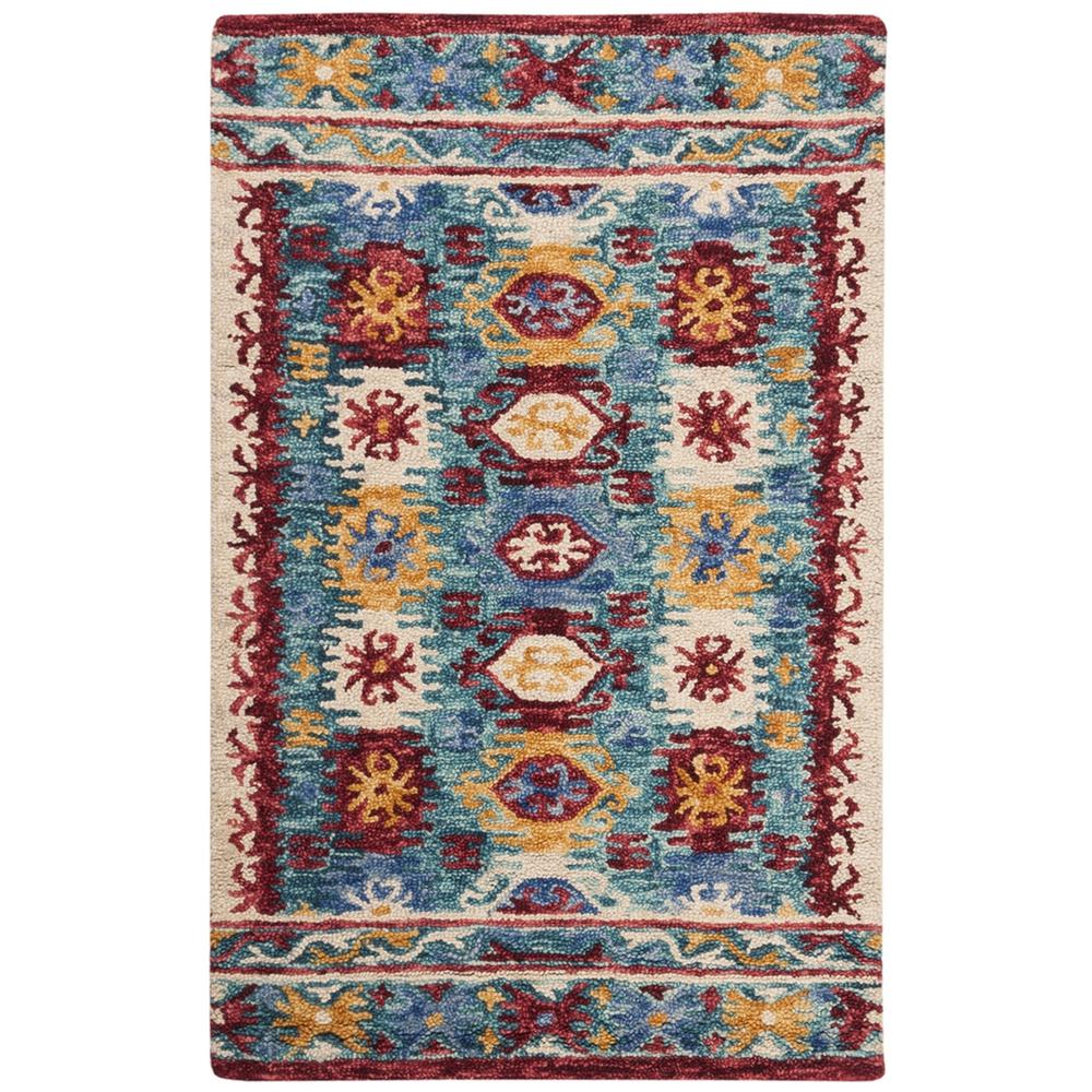 ASPEN, BLUE / RED, 4' X 6', Area Rug, APN505A-4. Picture 1