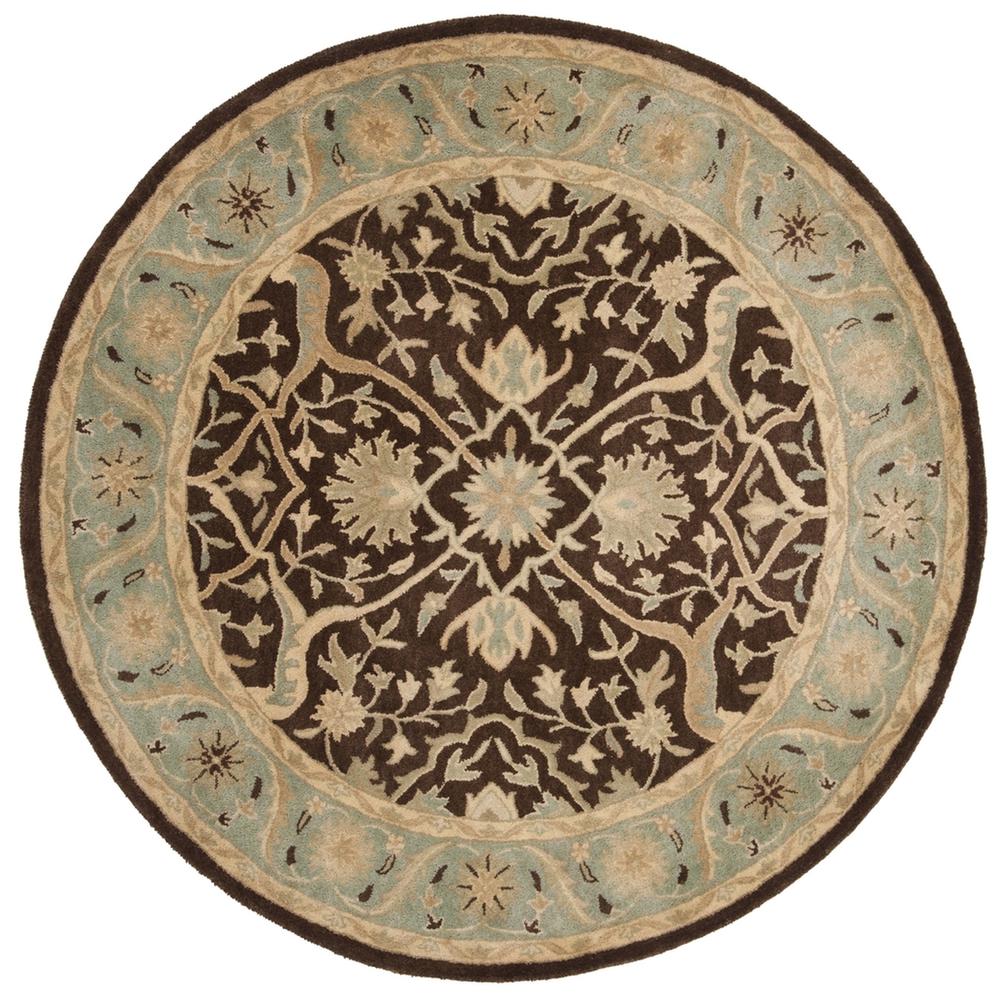 ANTIQUITY, BROWN / GREEN, 6' X 6' Round, Area Rug, AT14F-6R. Picture 1