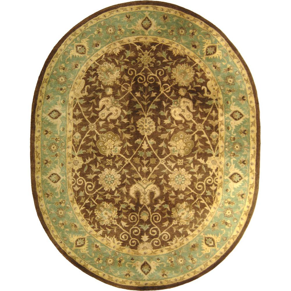 ANTIQUITY, BROWN / GREEN, 7'-6" X 9'-6" Oval, Area Rug, AT21G-8OV. Picture 1