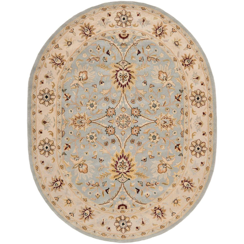 ANTIQUITY, LIGHT BLUE / IVORY, 7'-6" X 9'-6" Oval, Area Rug. Picture 1