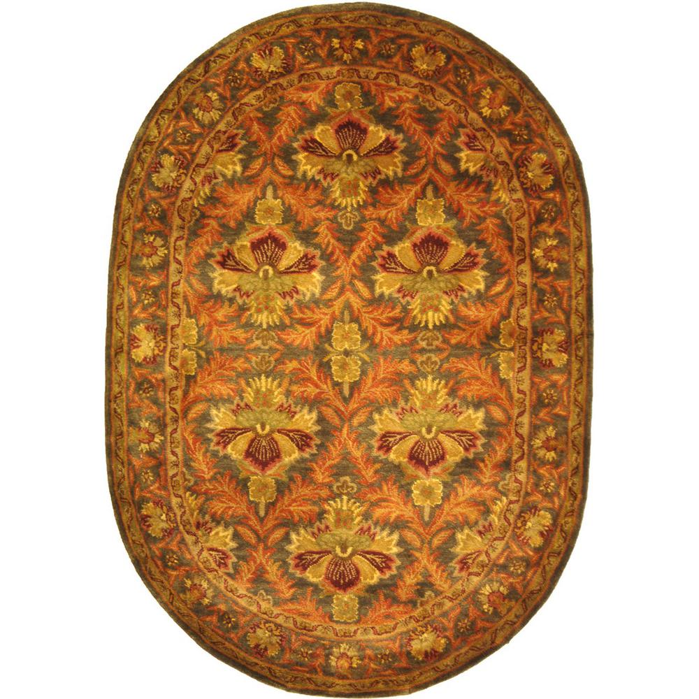 ANTIQUITY, SAGE / GOLD, 7'-6" X 9'-6" Oval, Area Rug. Picture 1