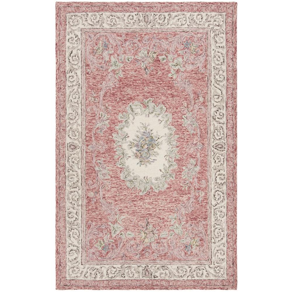 AUBUSSON, RED / IVORY, 5' X 8', Area Rug. Picture 1