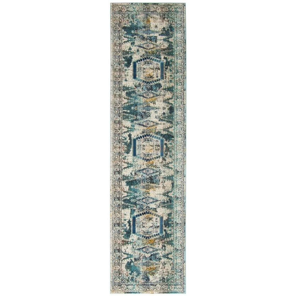 BALDWIN, IVORY / TEAL, 2'-2" X 12', Area Rug, BDN128C-212. Picture 1