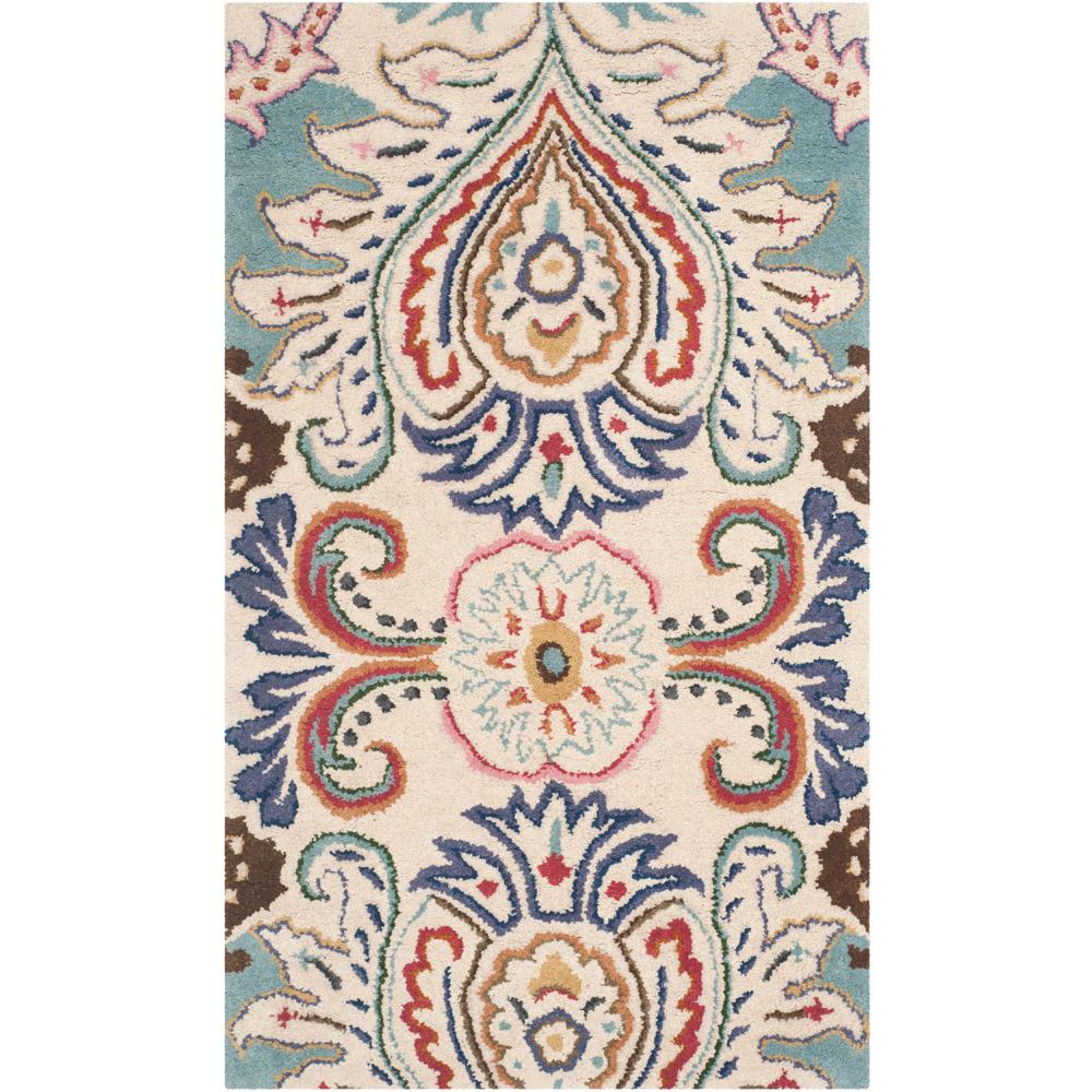 BELLA, IVORY / BLUE, 2'-6" X 4', Area Rug, BEL118A-24. Picture 1