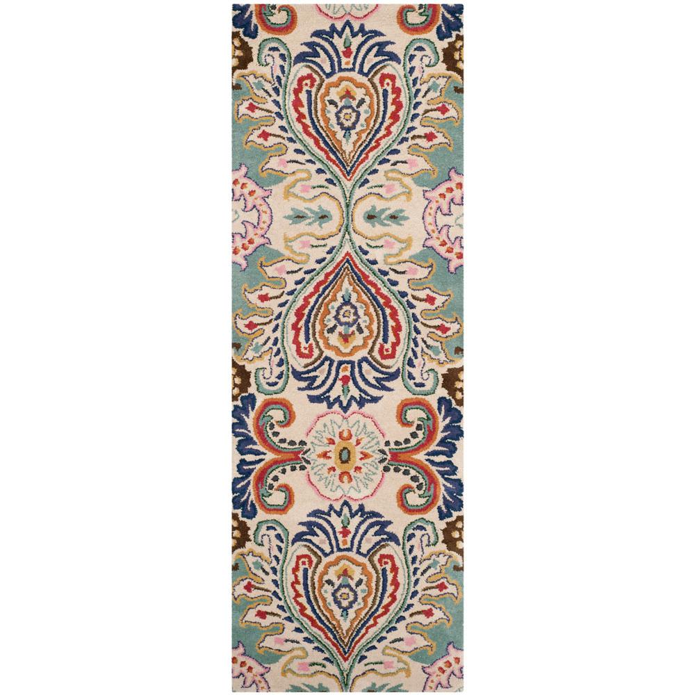 BELLA, IVORY / BLUE, 2'-3" X 9', Area Rug. Picture 1