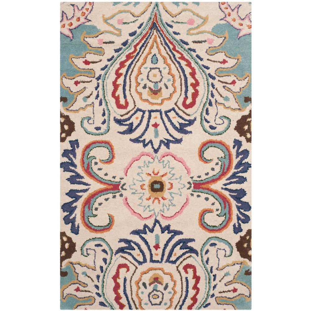 BELLA, IVORY / BLUE, 3' X 5', Area Rug, BEL118A-3. Picture 1