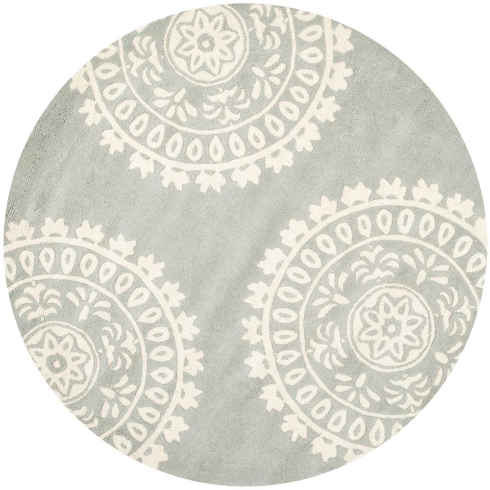 BELLA, GREY / IVORY, 7' X 7' Round, Area Rug, BEL121A-7R. Picture 1