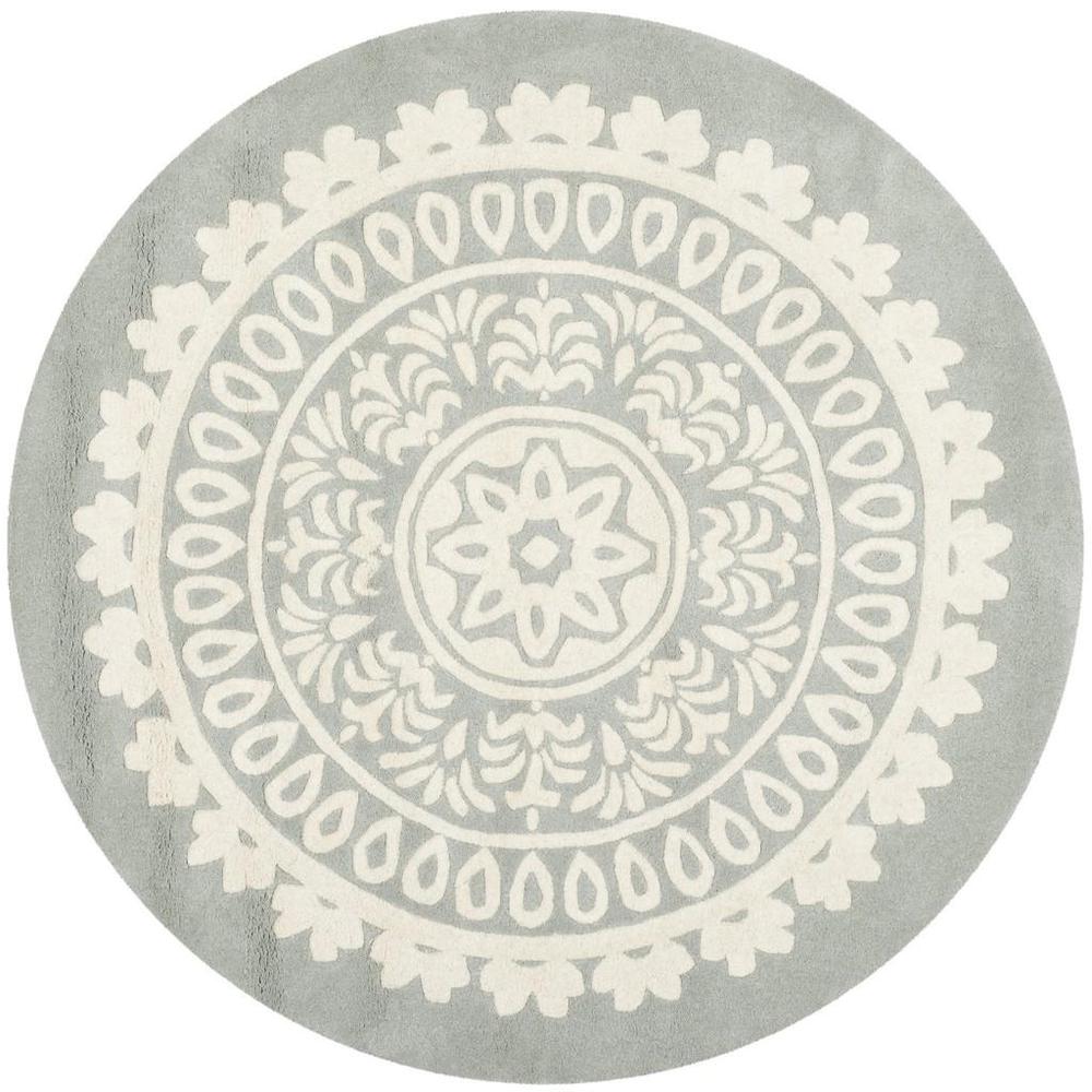 BELLA, GREY / IVORY, 7' X 7' Round, Area Rug, BEL122A-7R. Picture 1