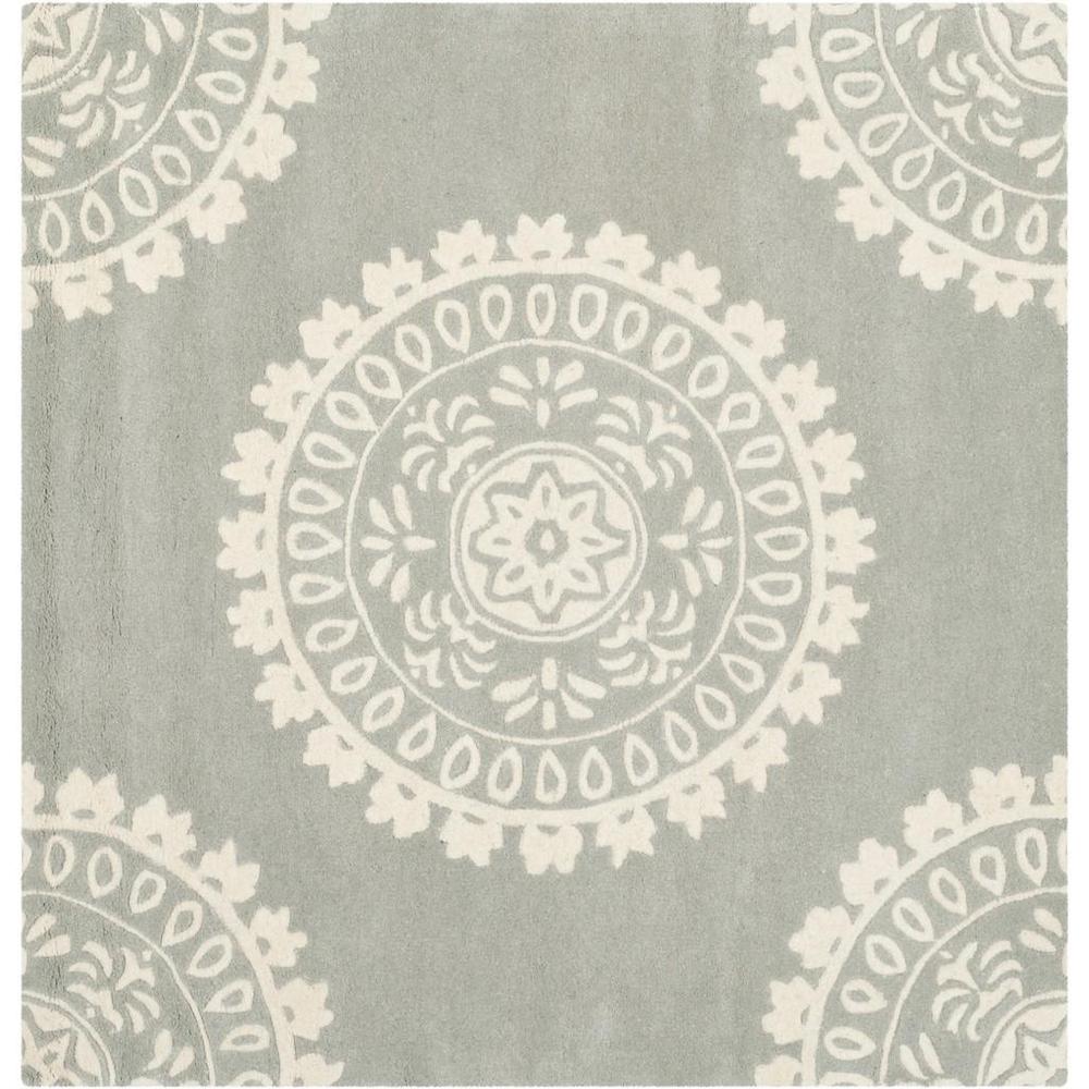 BELLA, GREY / IVORY, 7' X 7' Square, Area Rug, BEL122A-7SQ. Picture 1