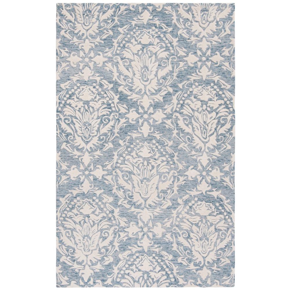 BLOSSOM, BLUE / IVORY, 5' X 8', Area Rug, BLM107B-5. Picture 1