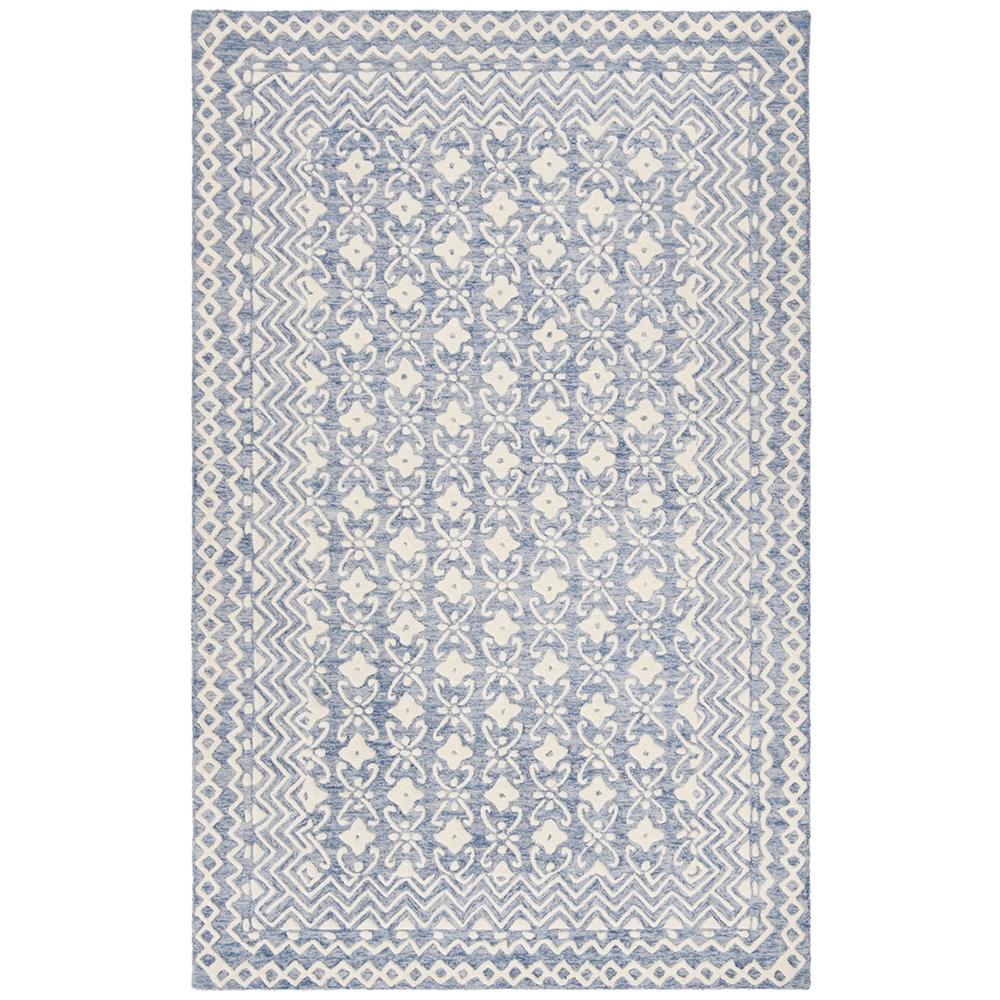 BLOSSOM, BLUE / IVORY, 5' X 8', Area Rug, BLM114M-5. Picture 1