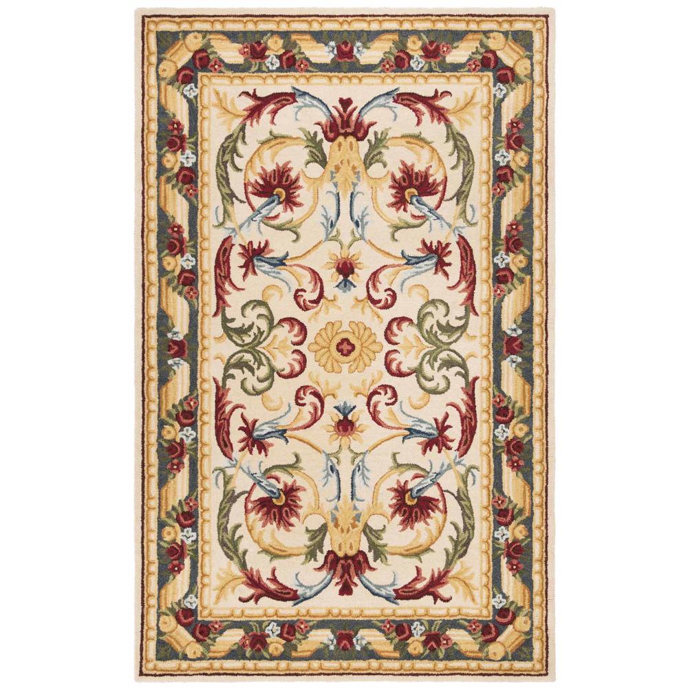 BLOSSOM, IVORY / GREEN, 5' X 8', Area Rug. The main picture.