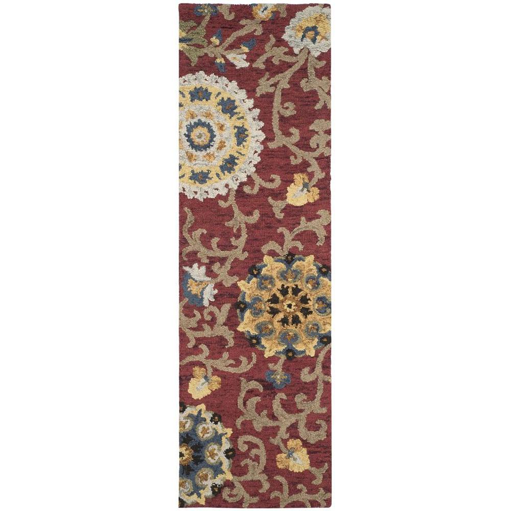BLOSSOM, RED / MULTI, 2'-3" X 12', Area Rug. Picture 1