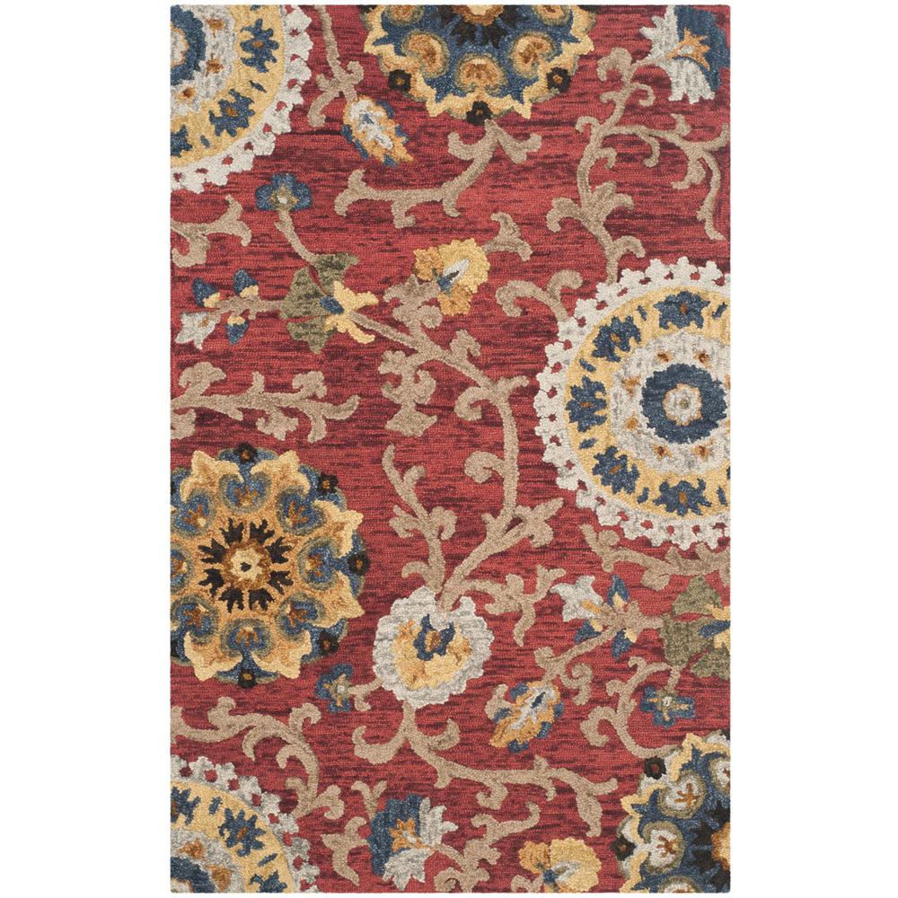 BLOSSOM, RED / MULTI, 5' X 8', Area Rug. Picture 1