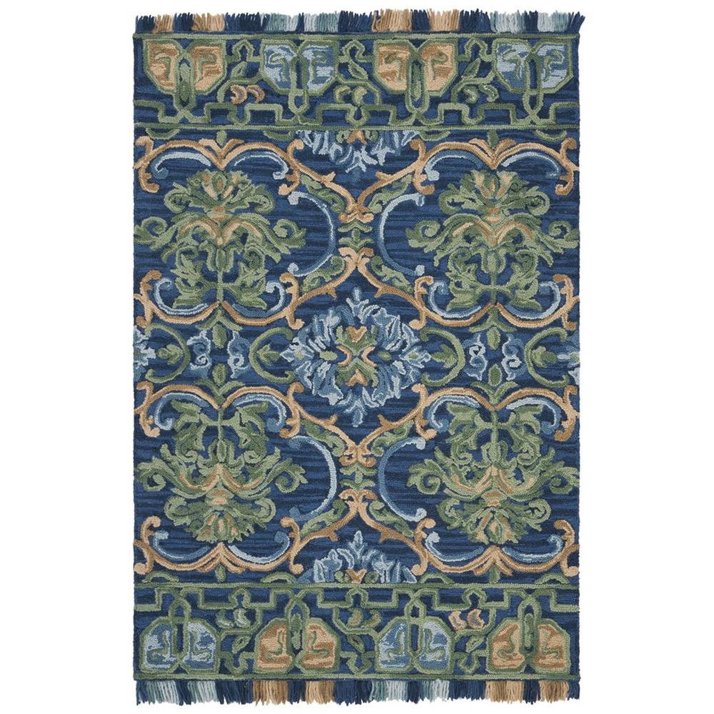 BLOSSOM, NAVY / GREEN, 4' X 6', Area Rug. Picture 1