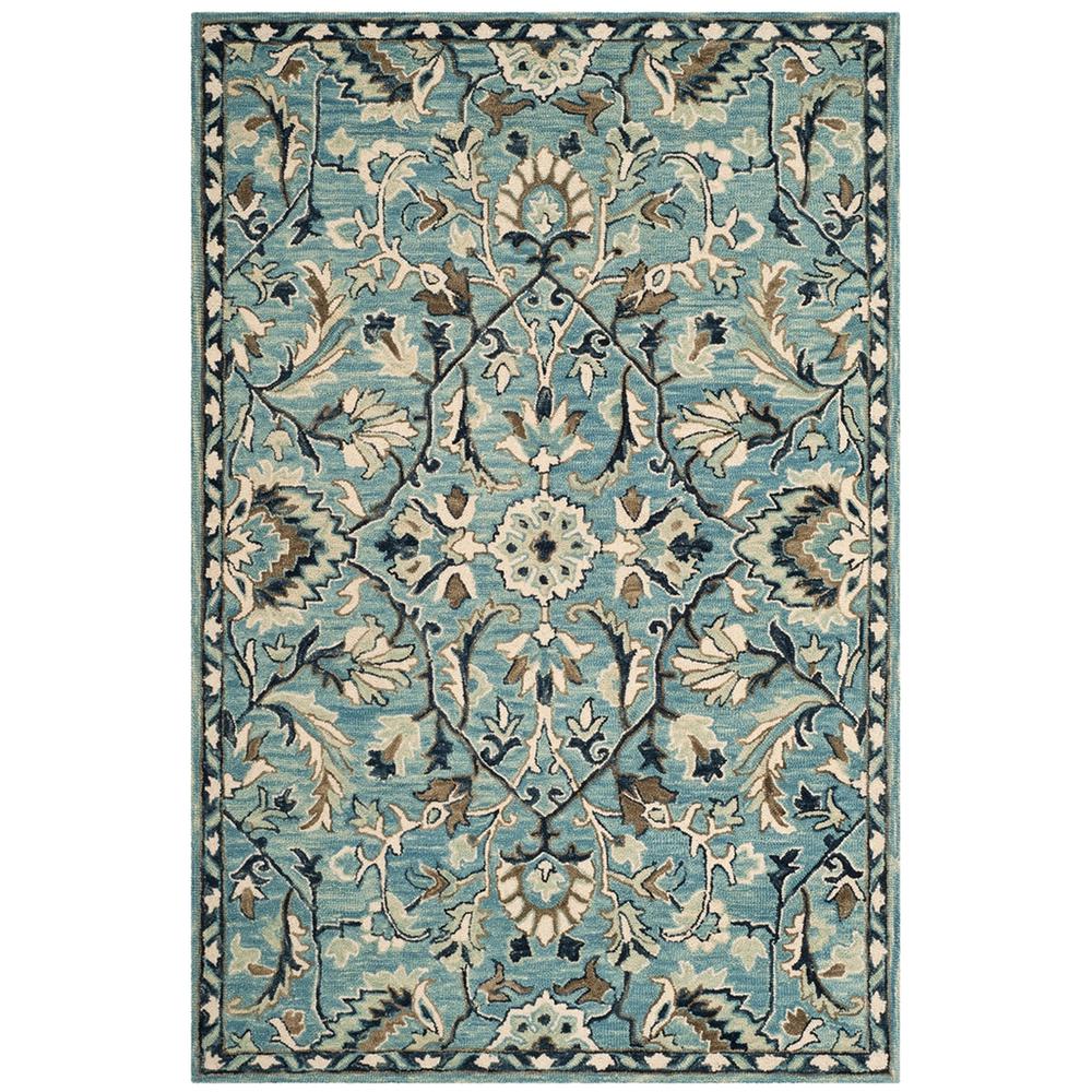 BLOSSOM, BLUE / IVORY, 3' X 5', Area Rug. Picture 1