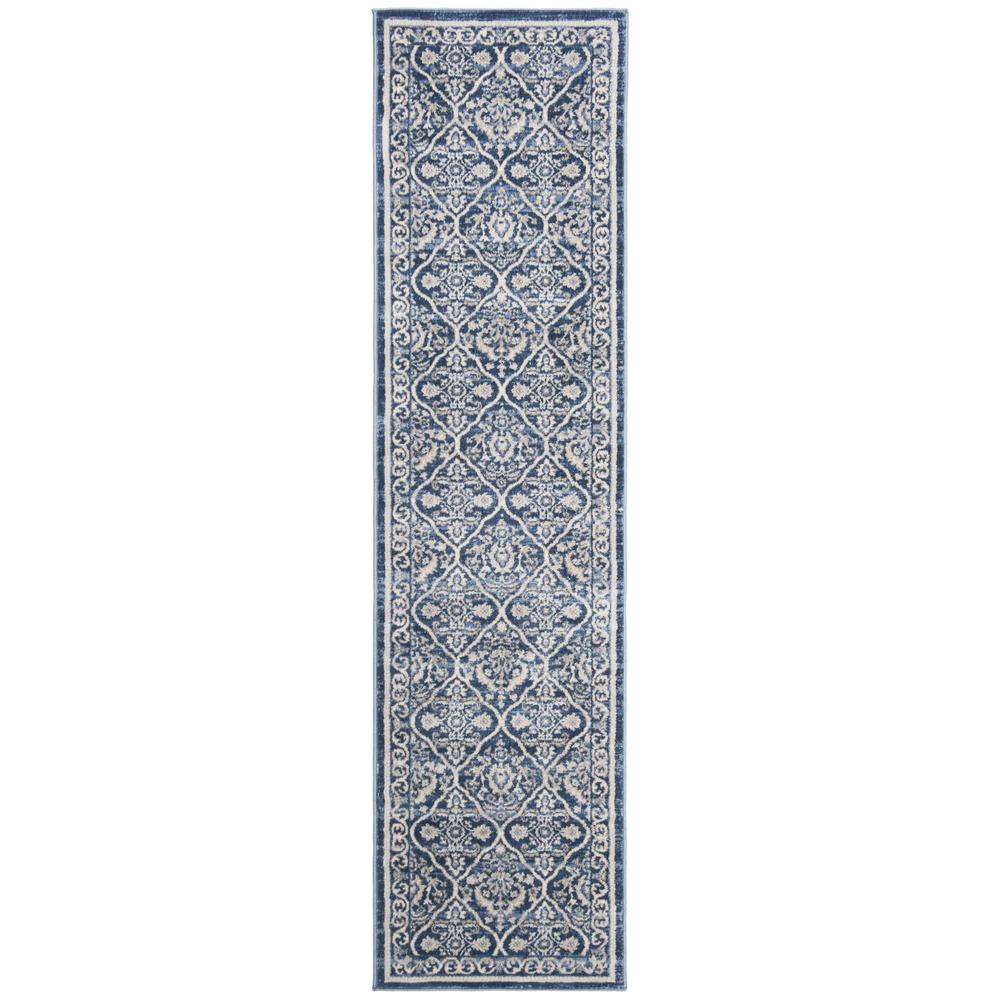 BRENTWOOD, NAVY / LIGHT GREY, 2' X 12', Area Rug, BNT870M-212. Picture 1