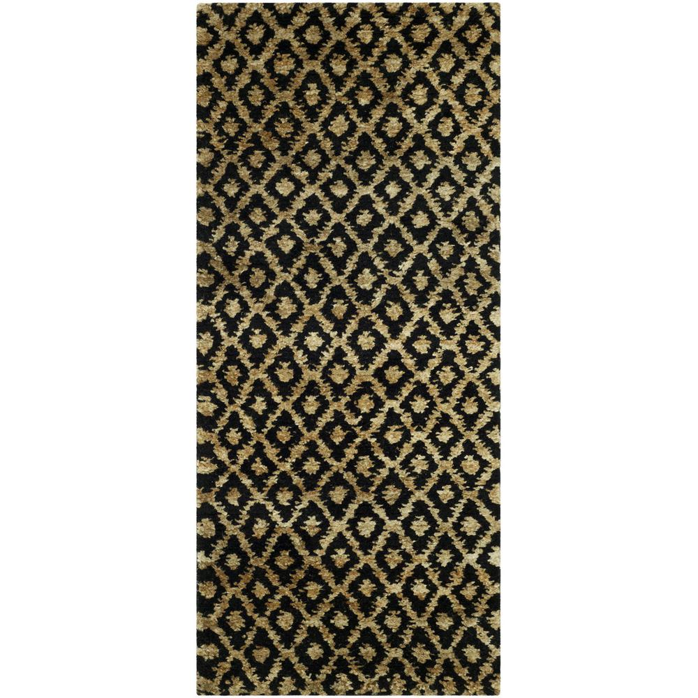 BOHEMIAN, BLACK / GOLD, 2'-6" X 12', Area Rug. Picture 1