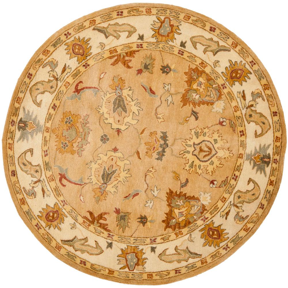 BERGAMA, TAUPE / IVORY, 6' X 6' Round, Area Rug. Picture 1
