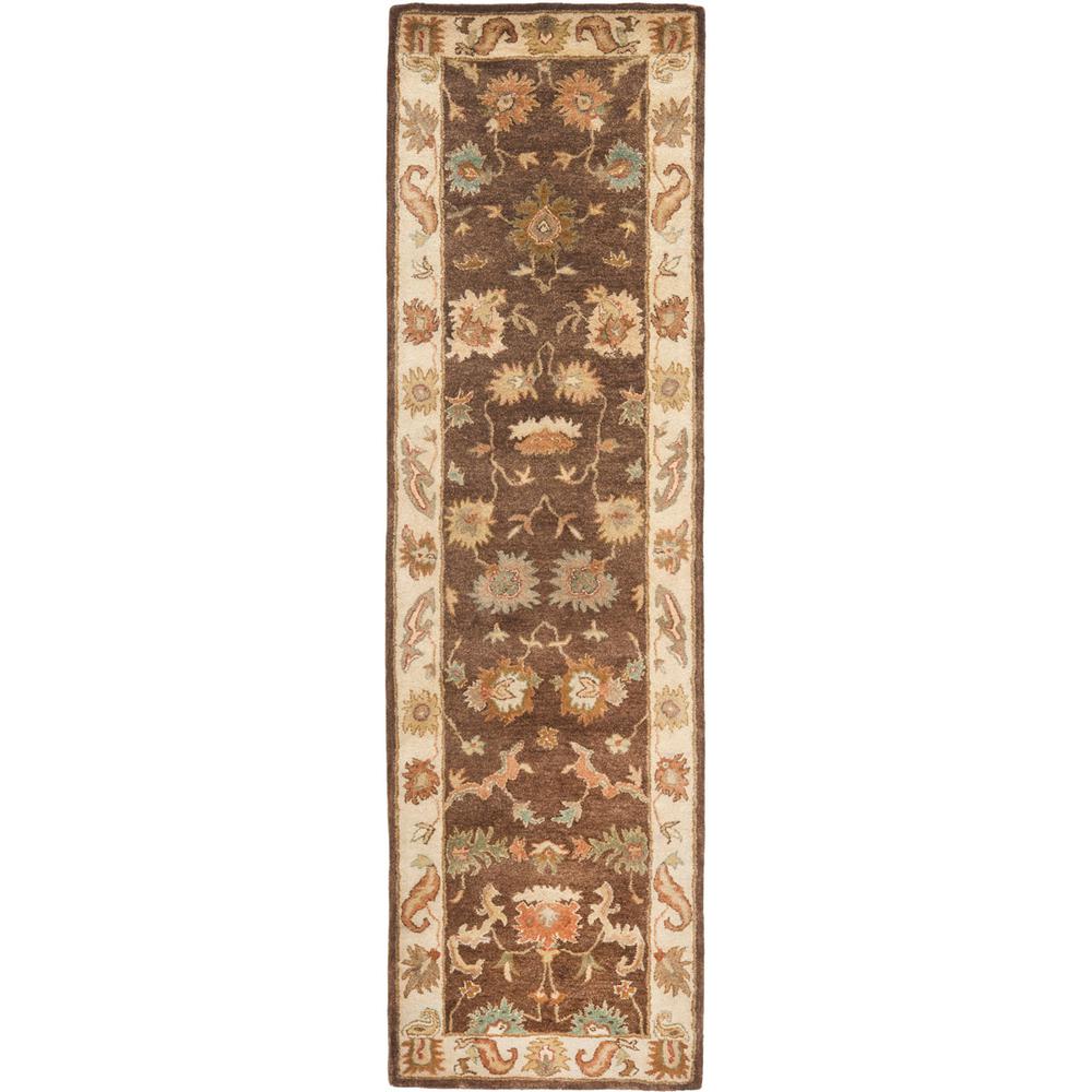 BERGAMA, BROWN / IVORY, 2'-3" X 12', Area Rug. Picture 1