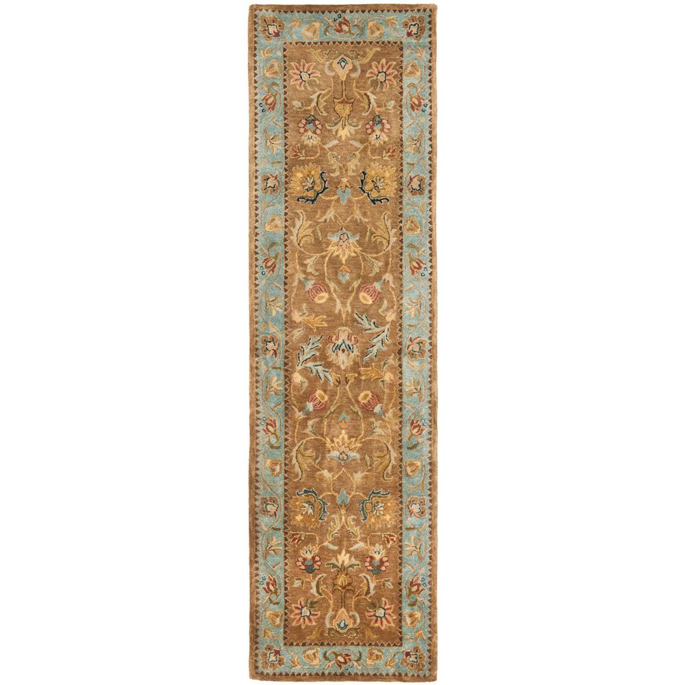 BERGAMA, BROWN / BLUE, 2'-3" X 12', Area Rug. Picture 1
