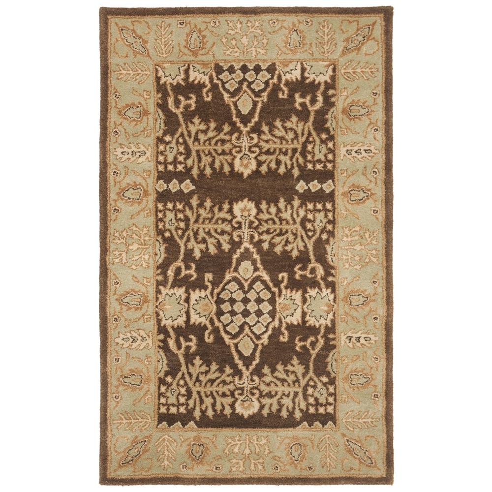 BERGAMA, BROWN / GREEN, 4' X 6', Area Rug. Picture 1