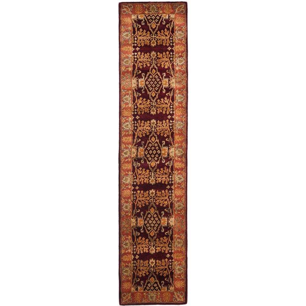 BERGAMA, RED / RUST, 2'-3" X 12', Area Rug. Picture 1