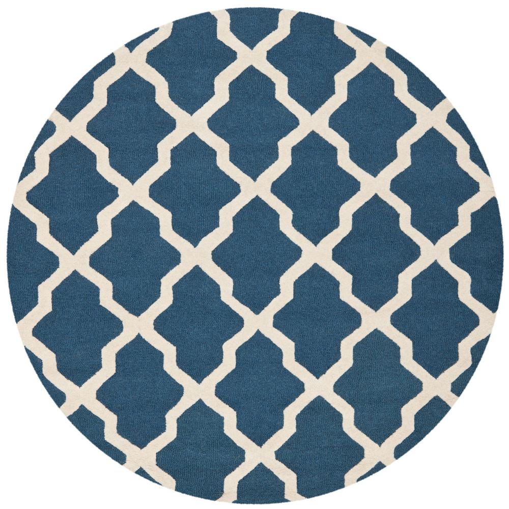 CAMBRIDGE, NAVY BLUE / IVORY, 6' X 6' Round, Area Rug, CAM121G-6R. Picture 1