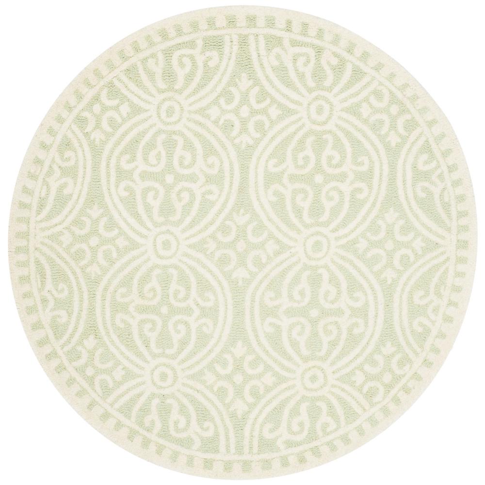 CAMBRIDGE, LIGHT GREEN / IVORY, 6' X 6' Round, Area Rug, CAM123B-6R. Picture 1