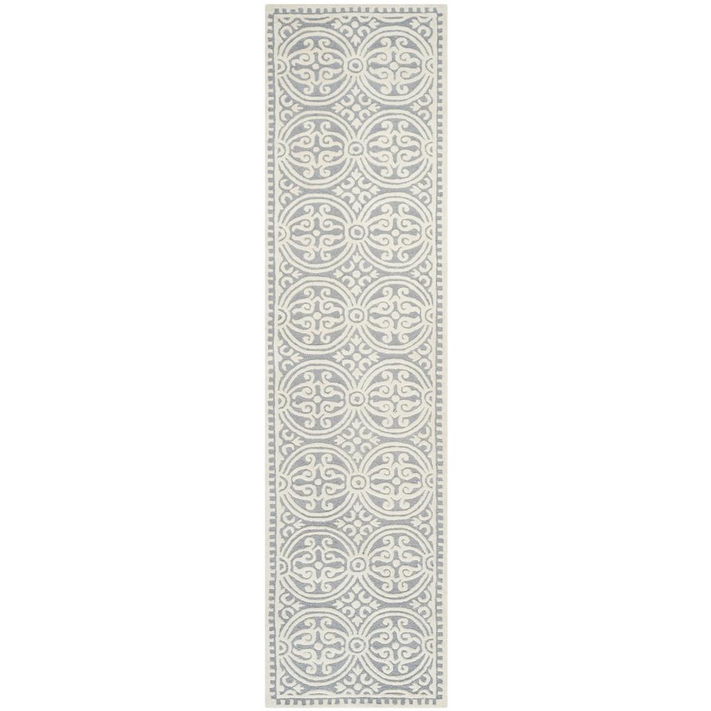 CAMBRIDGE, SILVER / IVORY, 2'-6" X 12', Area Rug, CAM123D-212. Picture 1
