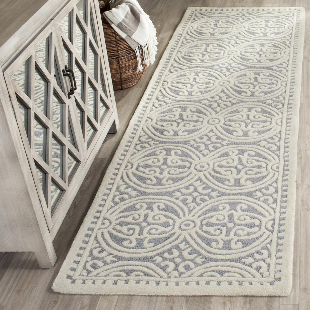 CAMBRIDGE, SILVER / IVORY, 2'-6" X 6', Area Rug, CAM123D-26. Picture 1
