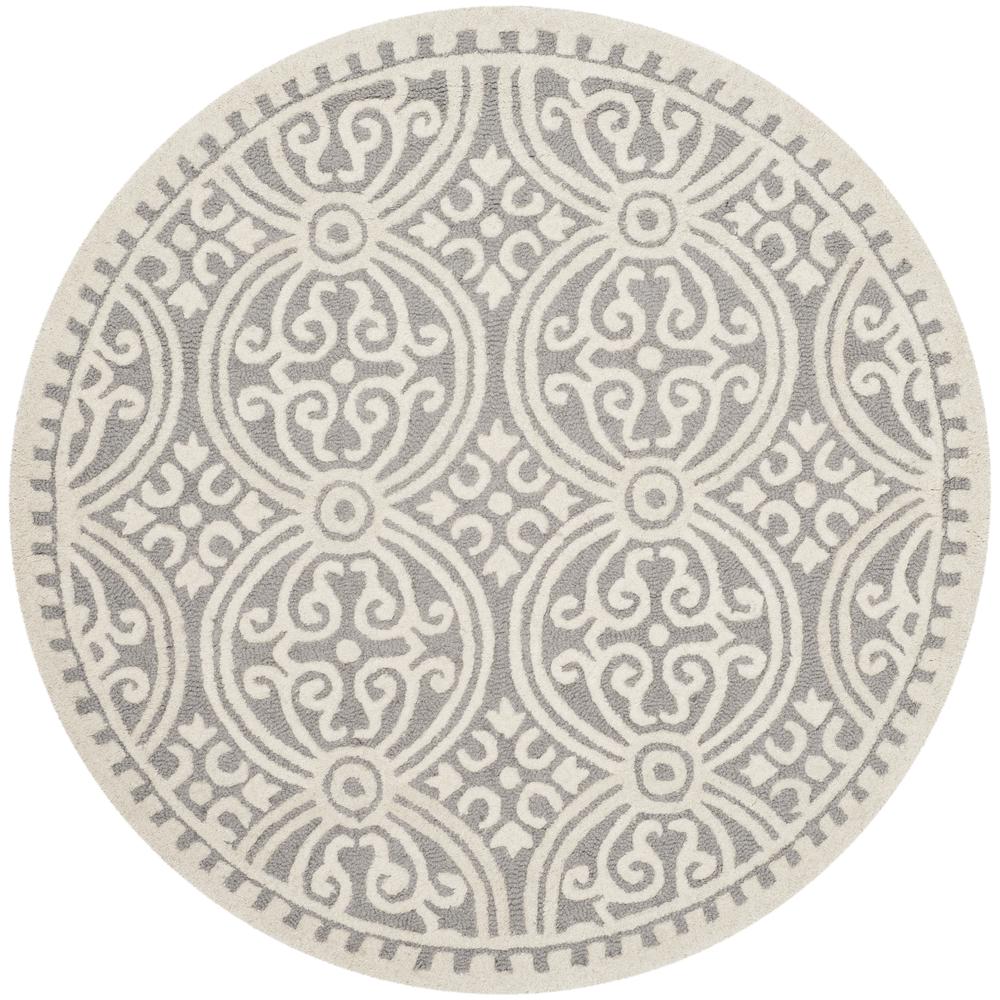 CAMBRIDGE, SILVER / IVORY, 4' X 4' Round, Area Rug, CAM123D-4R. Picture 1