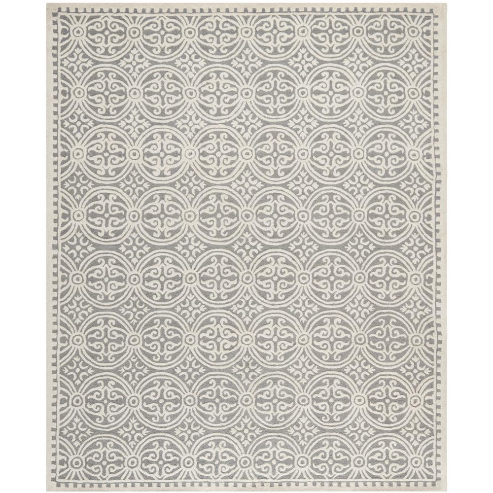 CAMBRIDGE, SILVER / IVORY, 7'-6" X 9'-6", Area Rug, CAM123D-810. Picture 1