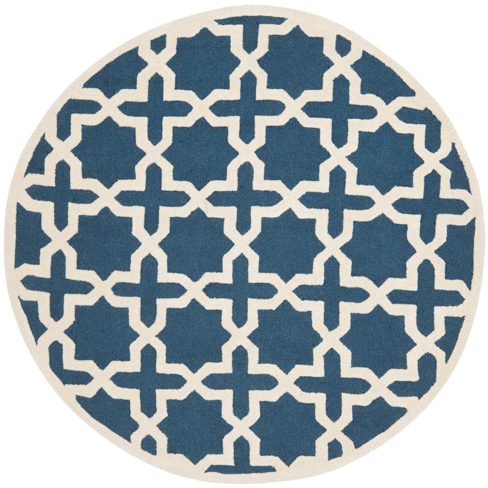 CAMBRIDGE, NAVY BLUE / IVORY, 4' X 4' Round, Area Rug, CAM125G-4R. Picture 1