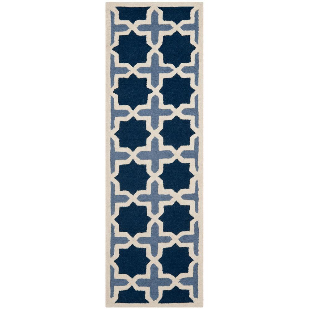 CAMBRIDGE, BLUE / IVORY, 2'-6" X 12', Area Rug, CAM127A-212. The main picture.