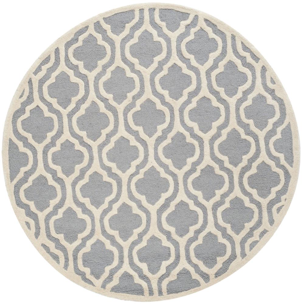 CAMBRIDGE, SILVER / IVORY, 6' X 6' Round, Area Rug, CAM132D-6R. Picture 1