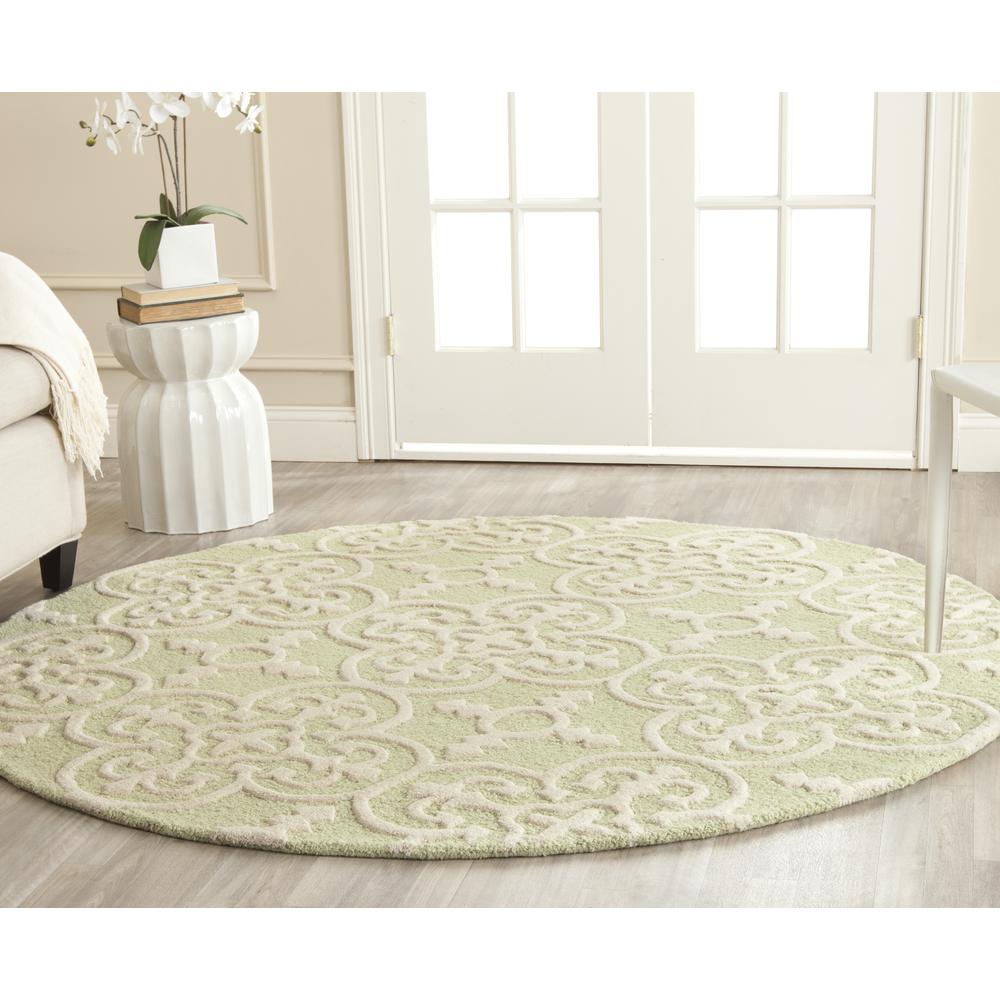 CAMBRIDGE, LIGHT GREEN / IVORY, 6' X 6' Round, Area Rug, CAM133B-6R. Picture 5