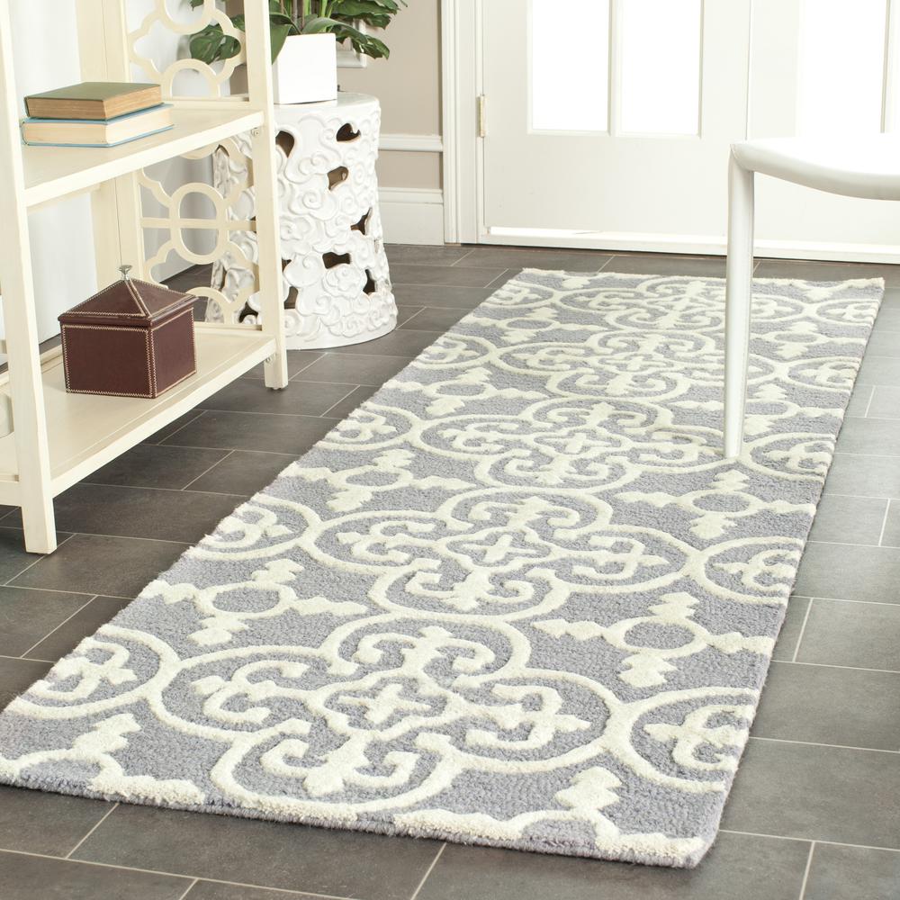 CAMBRIDGE, SILVER / IVORY, 2'-6" X 10', Area Rug, CAM133D-210. Picture 2