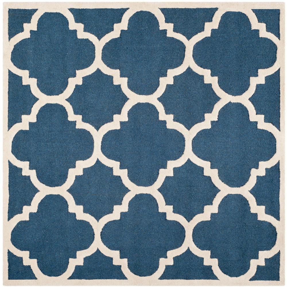 CAMBRIDGE, NAVY / IVORY, 4' X 4' Square, Area Rug, CAM140G-4SQ. Picture 1