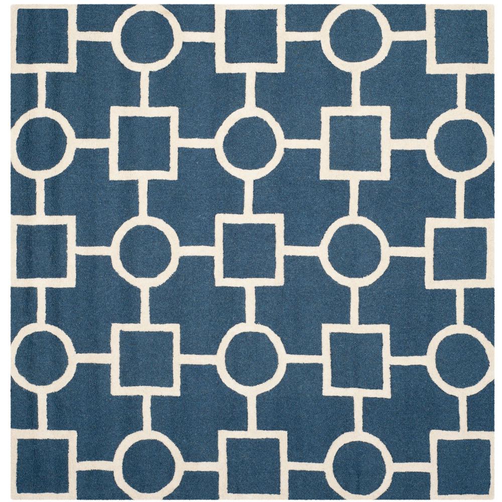 CAMBRIDGE, NAVY BLUE / IVORY, 8' X 8' Square, Area Rug, CAM143G-8SQ. Picture 1