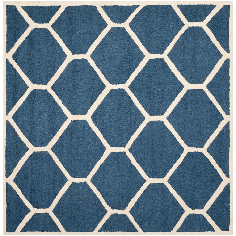 CAMBRIDGE, NAVY BLUE / IVORY, 8' X 8' Square, Area Rug, CAM144G-8SQ. Picture 1
