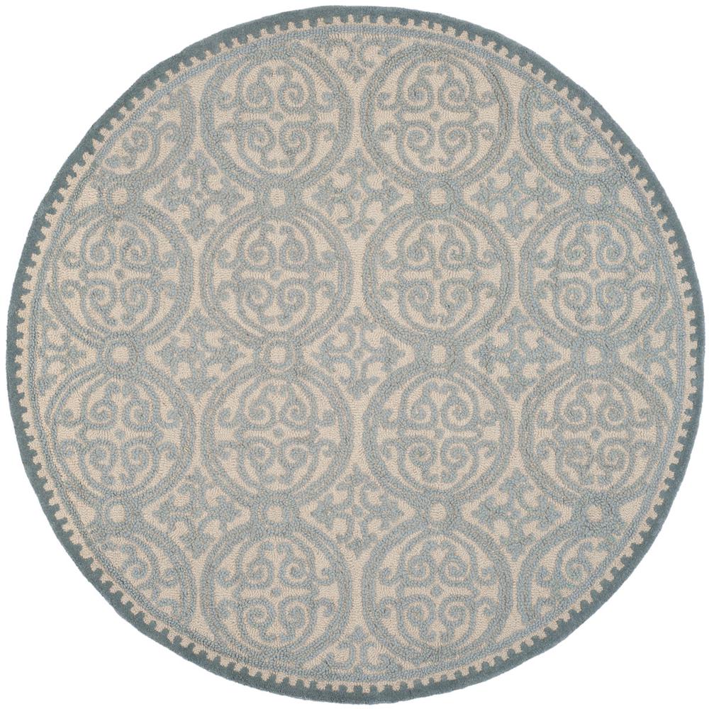 CAMBRIDGE, DUSTY BLUE / CEMENT, 4' X 4' Round, Area Rug. Picture 1