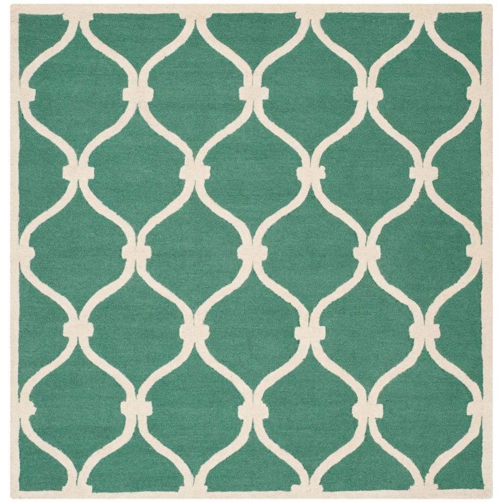 CAMBRIDGE, TEAL / IVORY, 8' X 8' Square, Area Rug. Picture 1