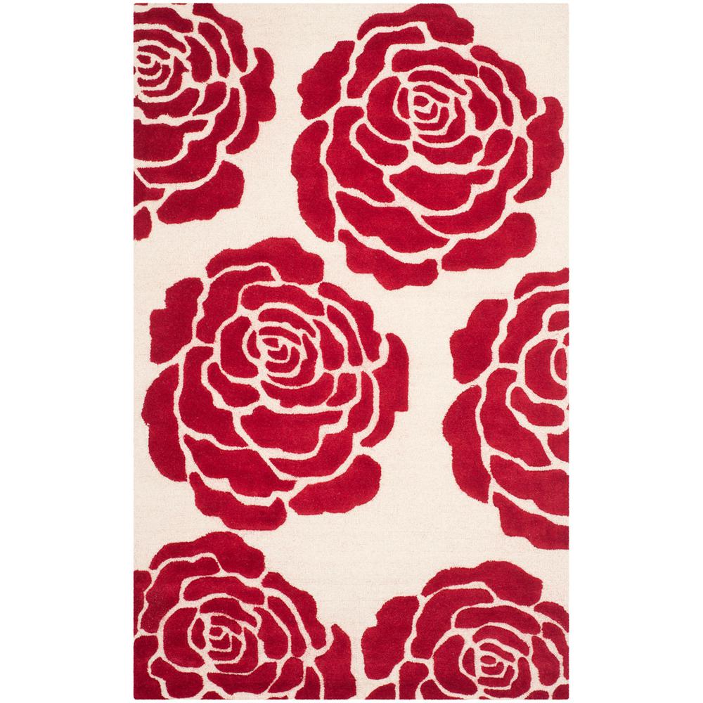 CAMBRIDGE, IVORY / RED, 5' X 8', Area Rug. Picture 1