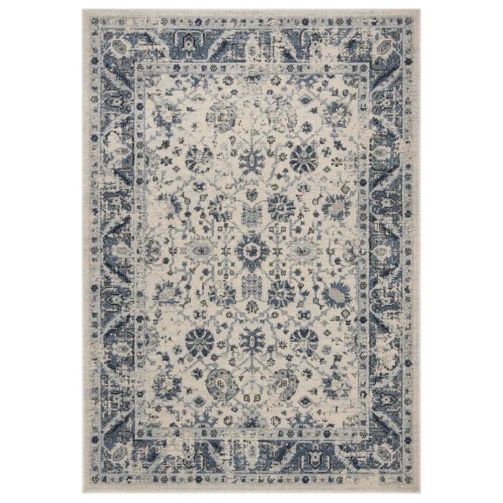 CHARLESTON, IVORY / BLUE, 5'-3" X 7'-6", Area Rug. Picture 1