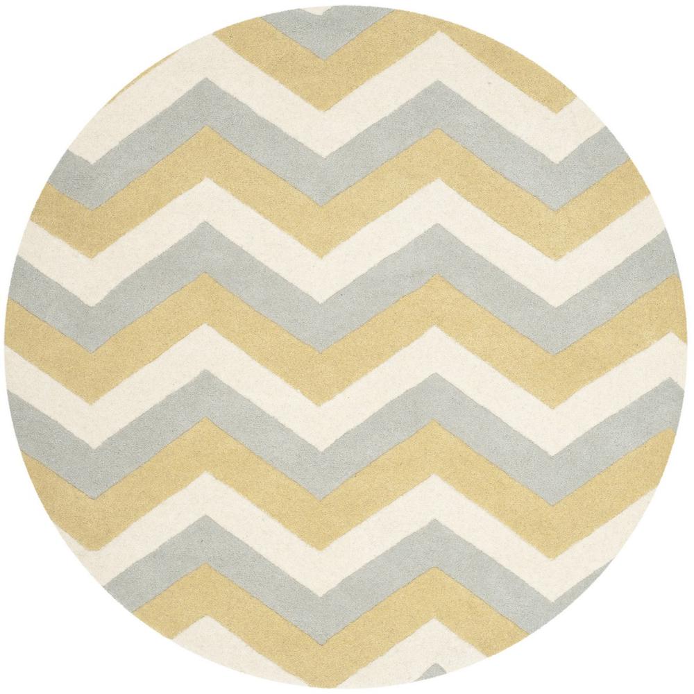 CHATHAM, GREY / GOLD, 7' X 7' Round, Area Rug. Picture 1